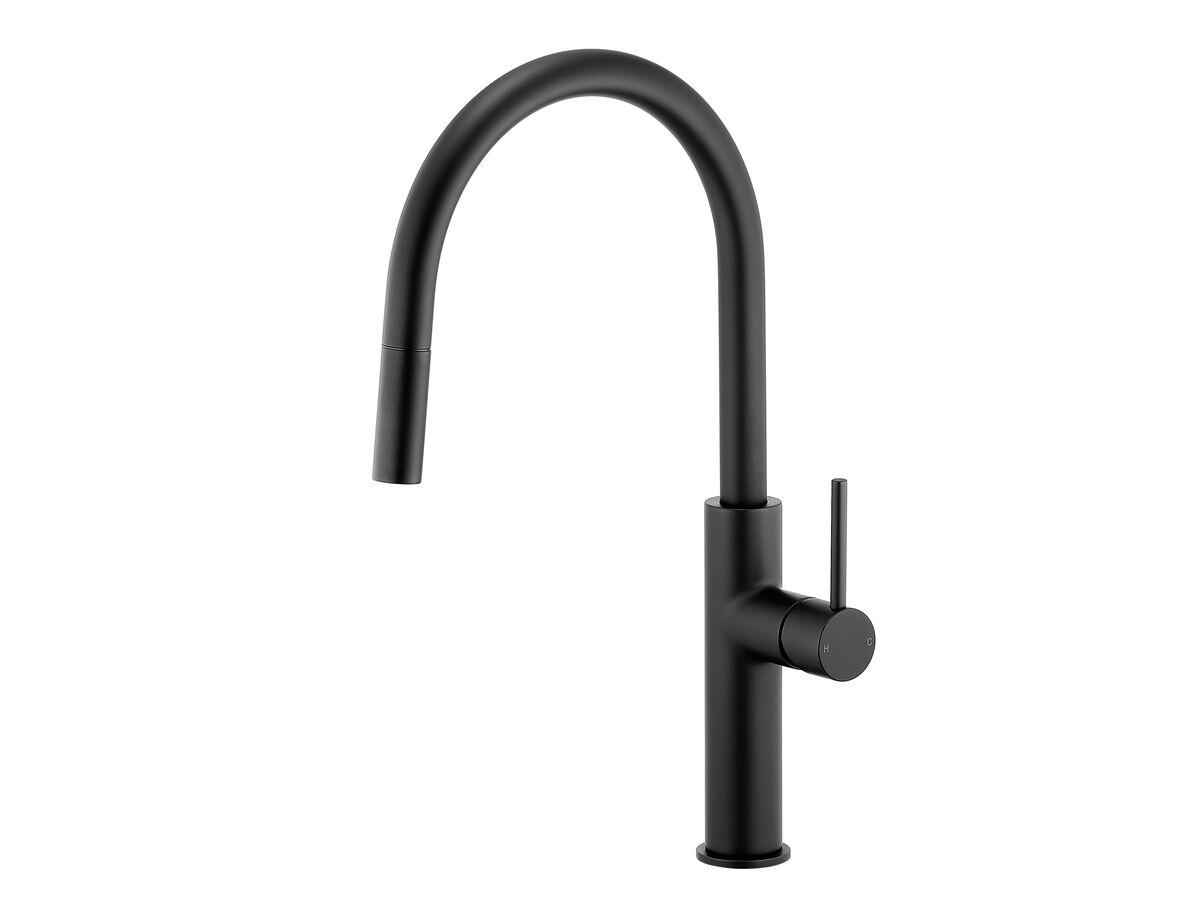 Mizu Drift Pull Out Gooseneck Sink Mixer Curve 2 Function Matte Black