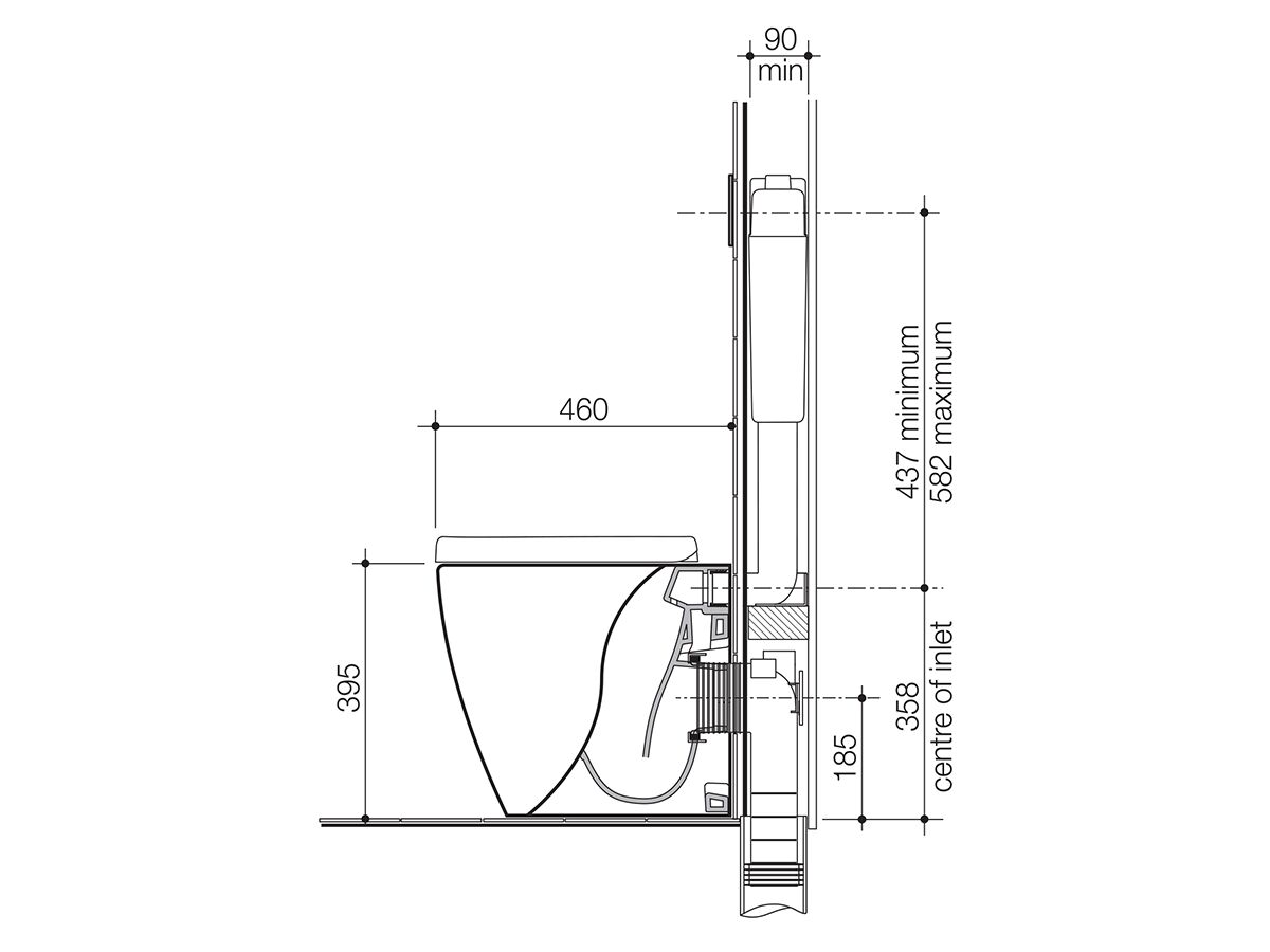Caroma Urbane Compact Wall Faced P-Trap Back Inlet Pan White (4 Star ...