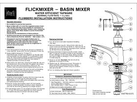 Installation Instructions - Dorf Flickmixer Tap Basin Mixer Tap Chrome (5 Star)