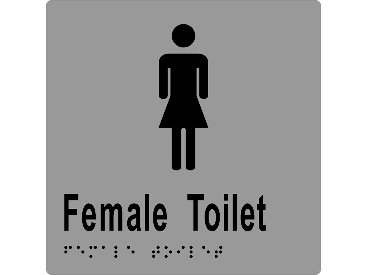 Sign Braille Female Toilet 150 x 150mm Stainless Steel