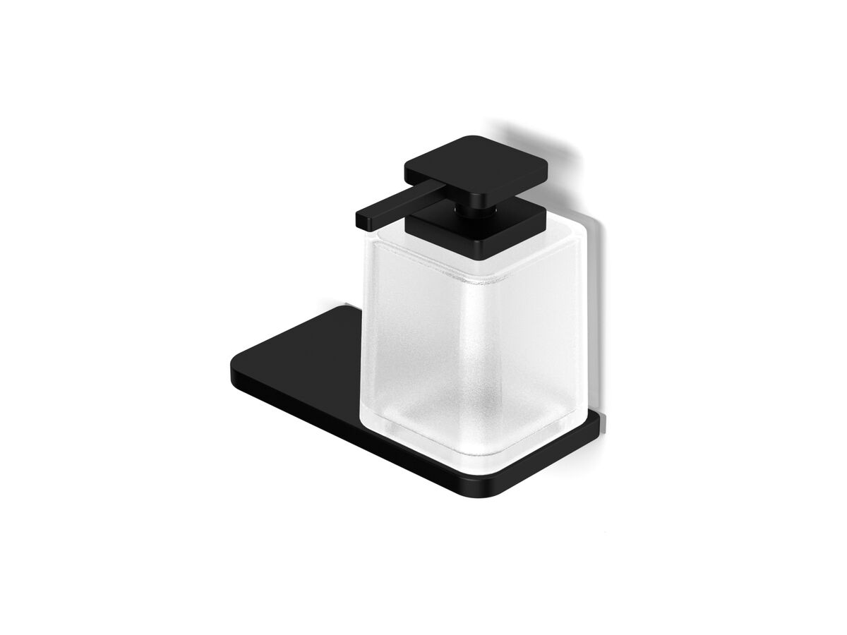 Milli Glance Wall Mounted Soap Dispenser with Shelf Black from Reece