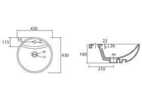 Mizu Drift Semi-Recessed Basin 430mm 1 Taphole White