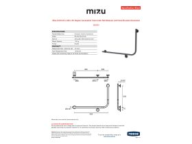 Specification Sheet - Mizu Drift 935 x 600 x 90 Degree Accessible Toilet Grab Rail Modular Left Hand Brushed Gunmetal