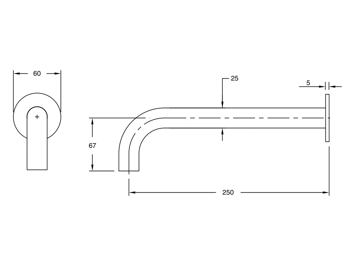 Milli Pure Wall Bath Outlet 250mm Brushed Nickel from Reece