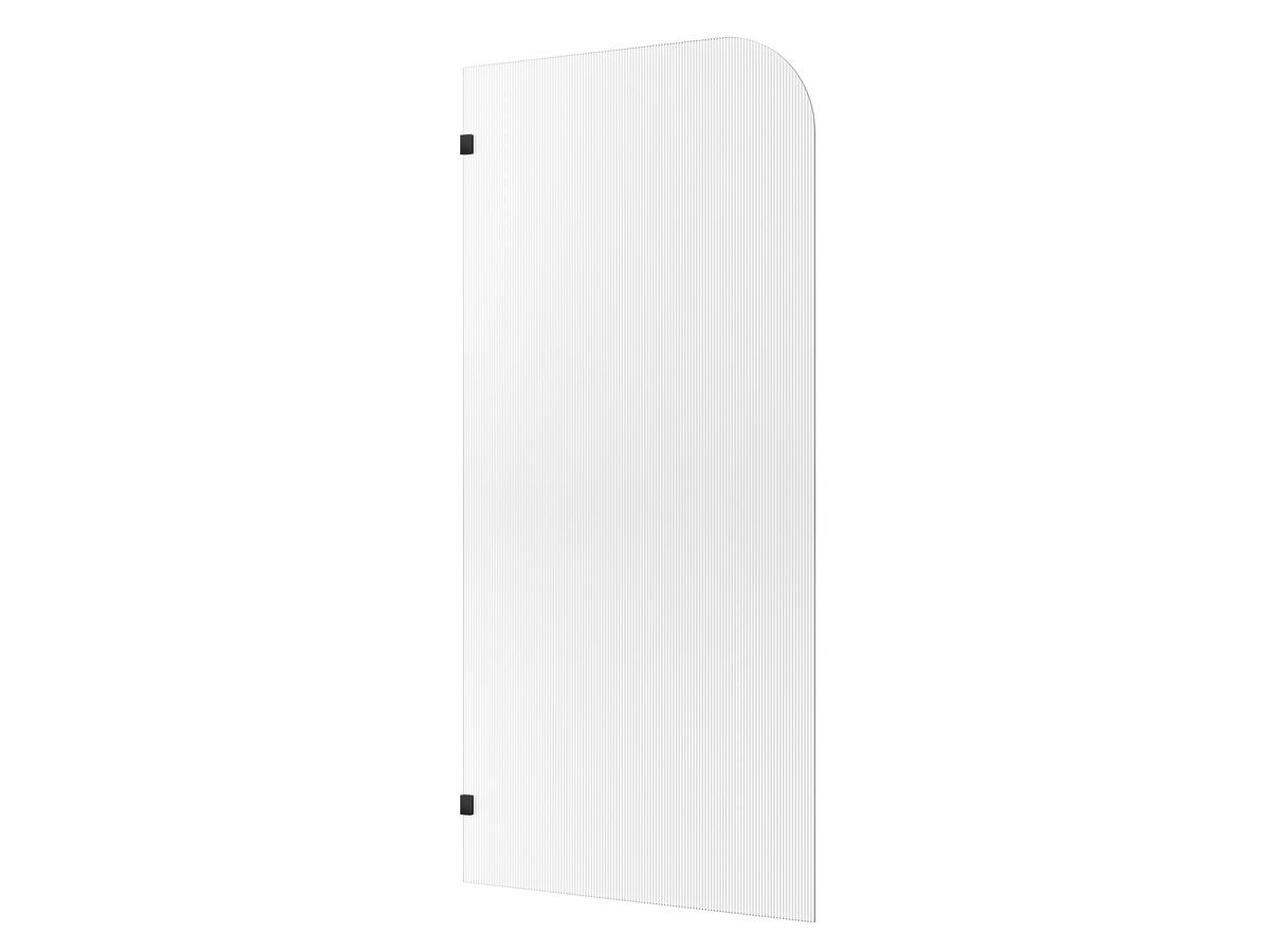 Hero - Kado Lux Frameless Curved Left Fluted Panel with Wall Clips 1000mm Matte Black