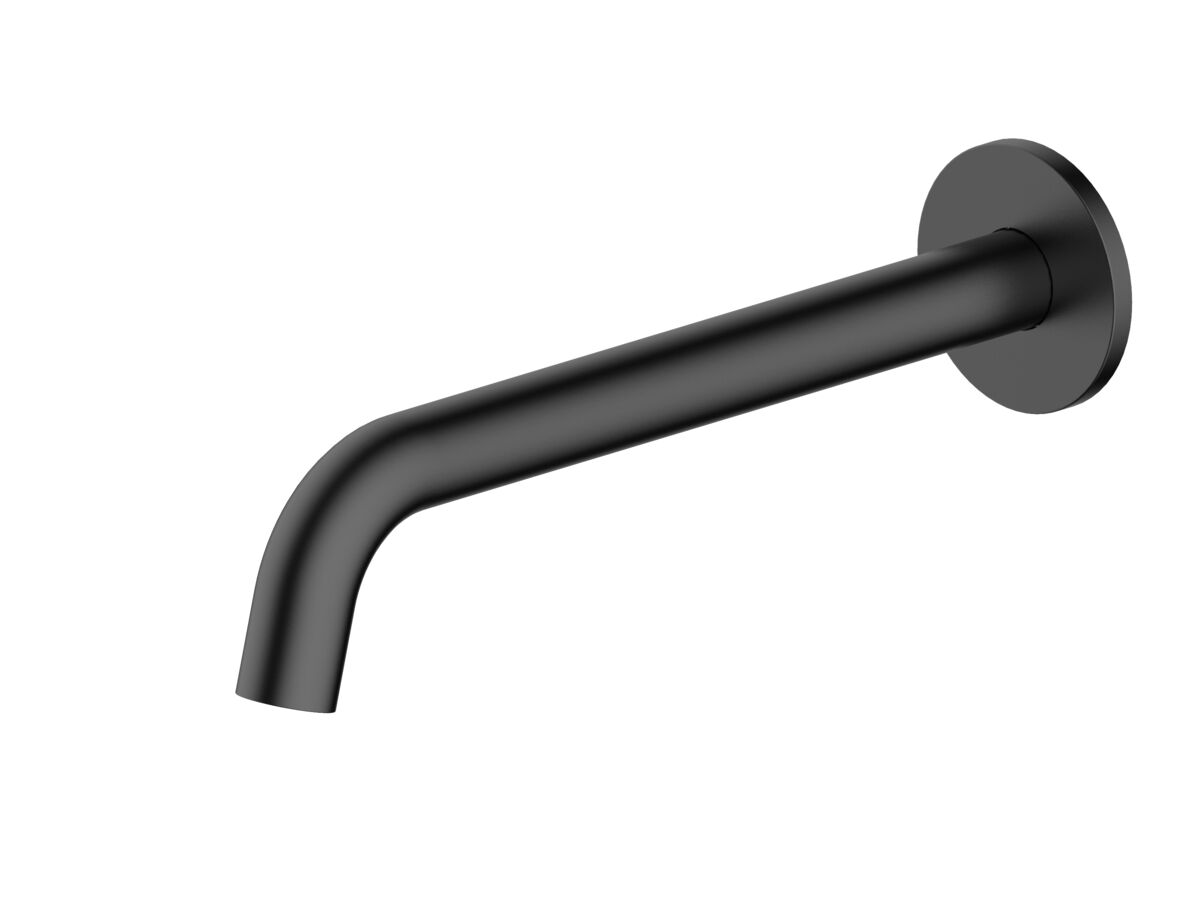 Mizu Drift Wall Basin/Bath Outlet Curve Spout 250 Matte Black (6 Star)