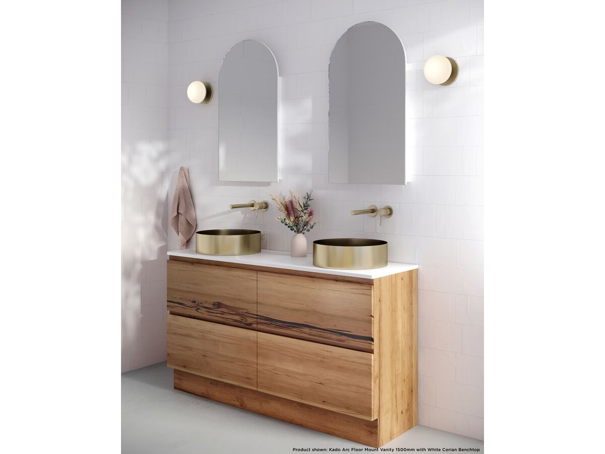 Kado Arc Timber Double Drawer with Kick 750 Vanity Corian 12mm Top from