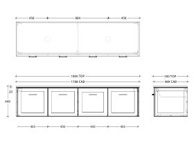 Kado Lux All Door 1800mm Double Bowl Wall Hung