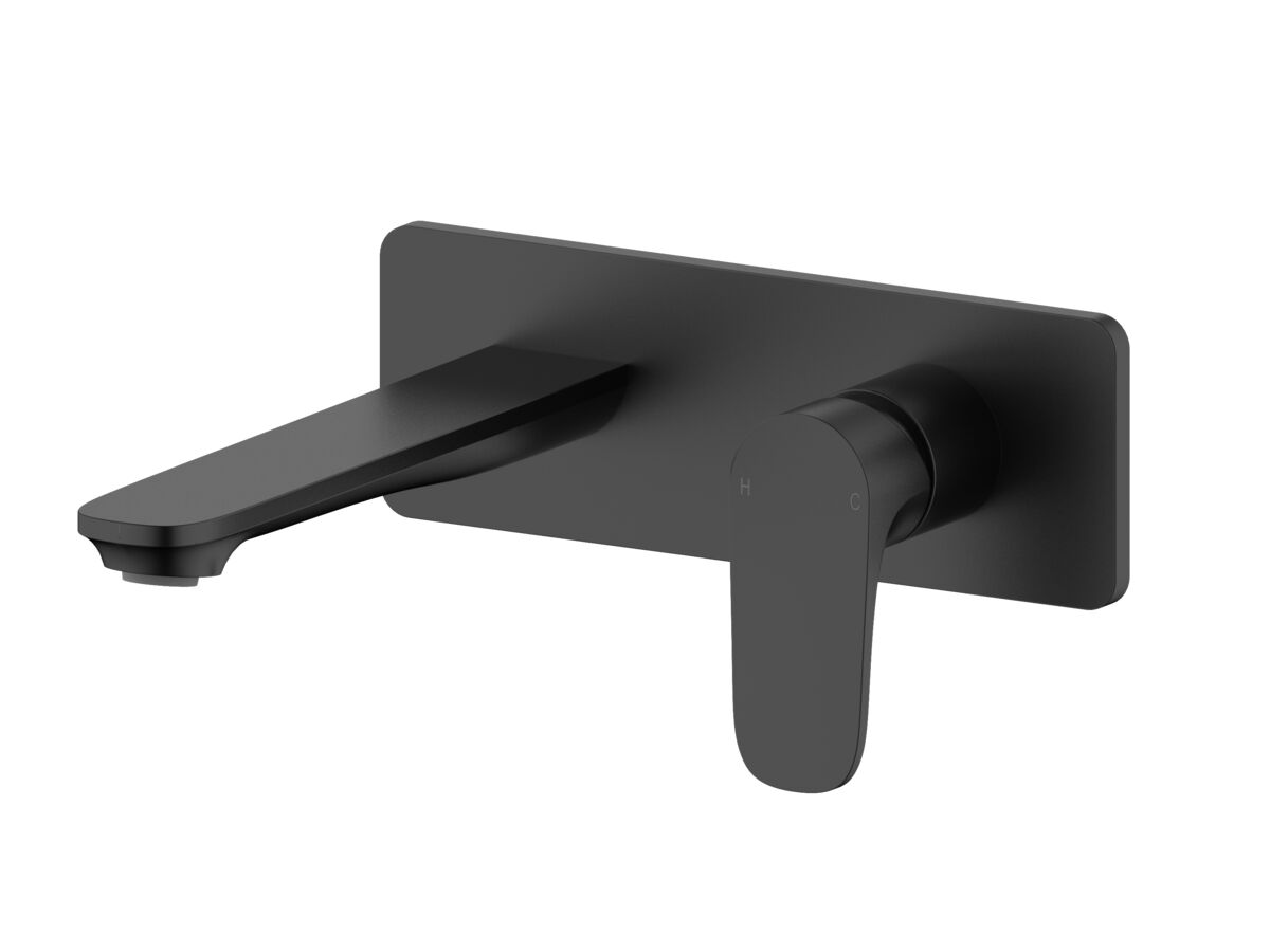 Mizu Silk Wall Basin/Bath Mixer Tap Set 184mm Matte Black (6 Star) Lead Free