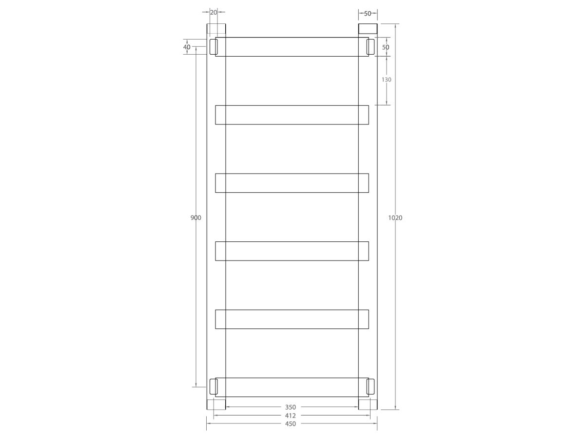 Milli Edge MK2 Heated Towel Rail 450mm x 1020mm Polished Stainless Steel
