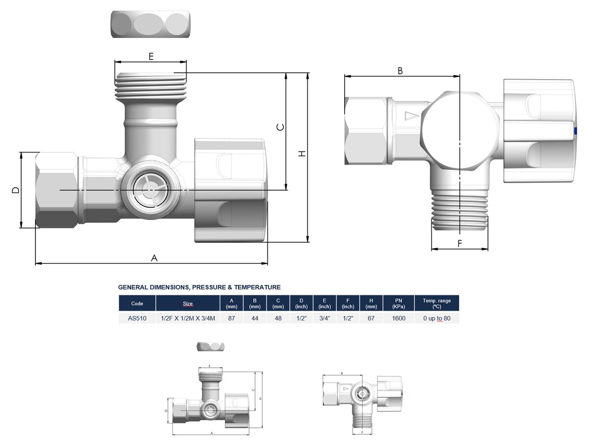 Arco Giro Twin Mini Stop Valve 15mm x 15mm x 20mm Valve Lead Free