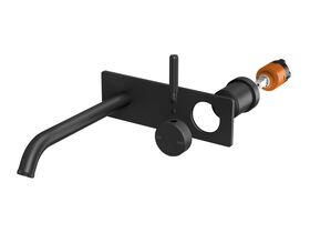 Hero - Milli Etch Wall Basin/Bath Mixer Tap Trimset Square Backplate Matte Black (6 Star)