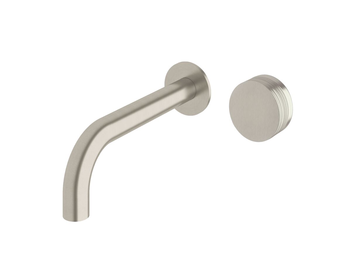 Milli Pure Progressive Wall Basin Mixer Tap System 250mm with Cirque Textured Handle Brushed Nickel