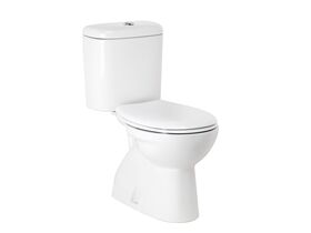 Porcher Heron Toilet Suite Close Coupled S-Trap with Soft Close Quick Release Seat 140 Setout White/Chrome (4 Star)