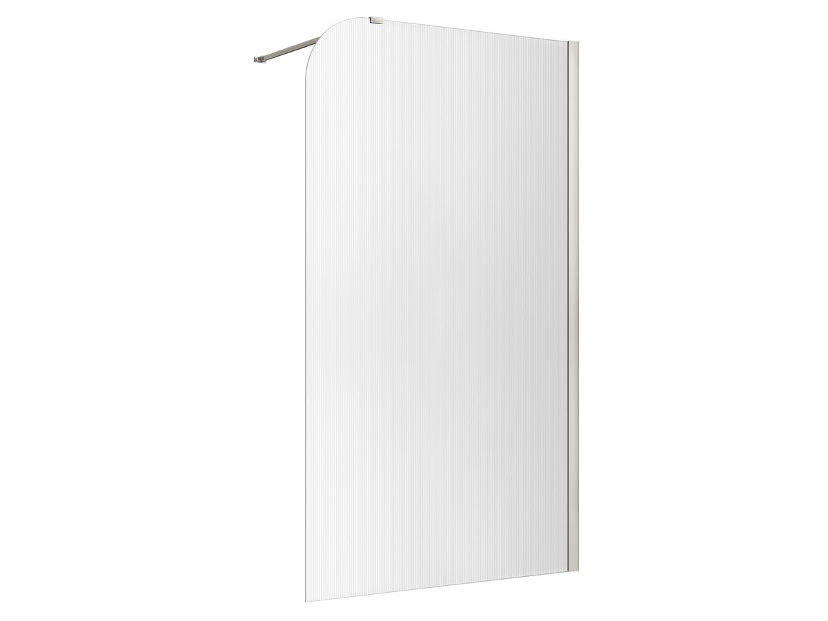Hero - Kado Lux Frameless Curved Right Fluted Panel with Wall Channel 1200mm Brushed Nickel
