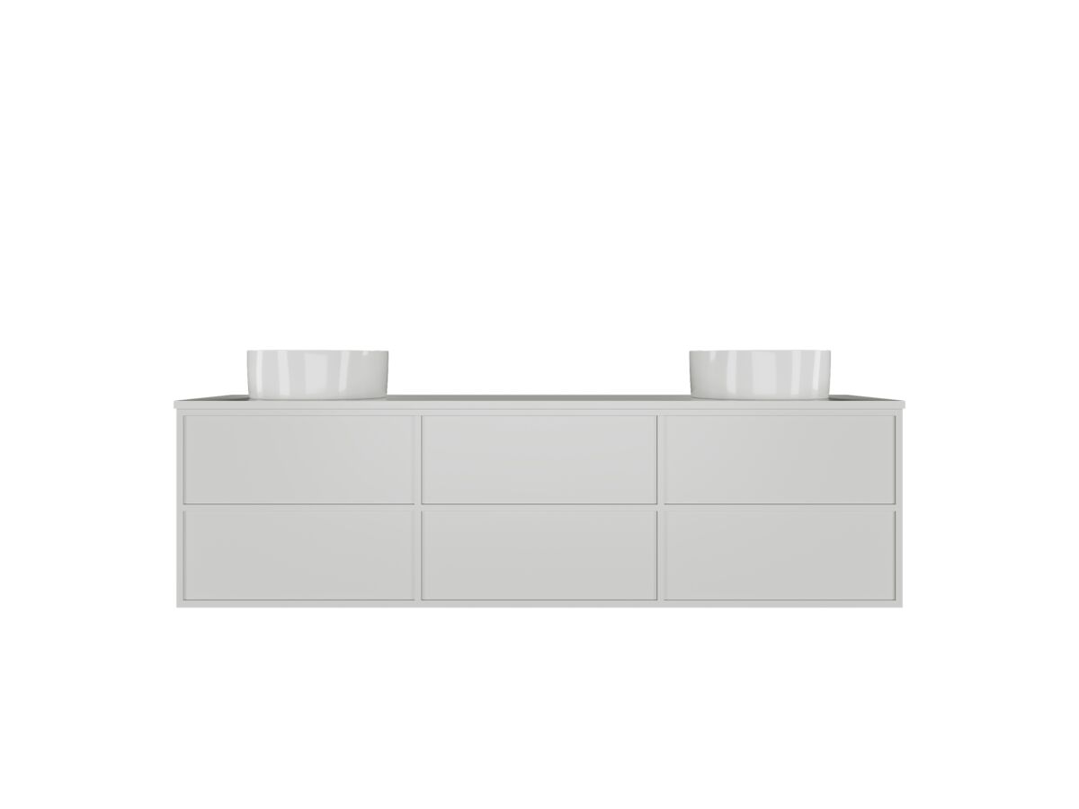 Kado Aspect Wall Hung Vanity Unit 1800mm Double Bowl 6 Drawer Corian 20mm Top