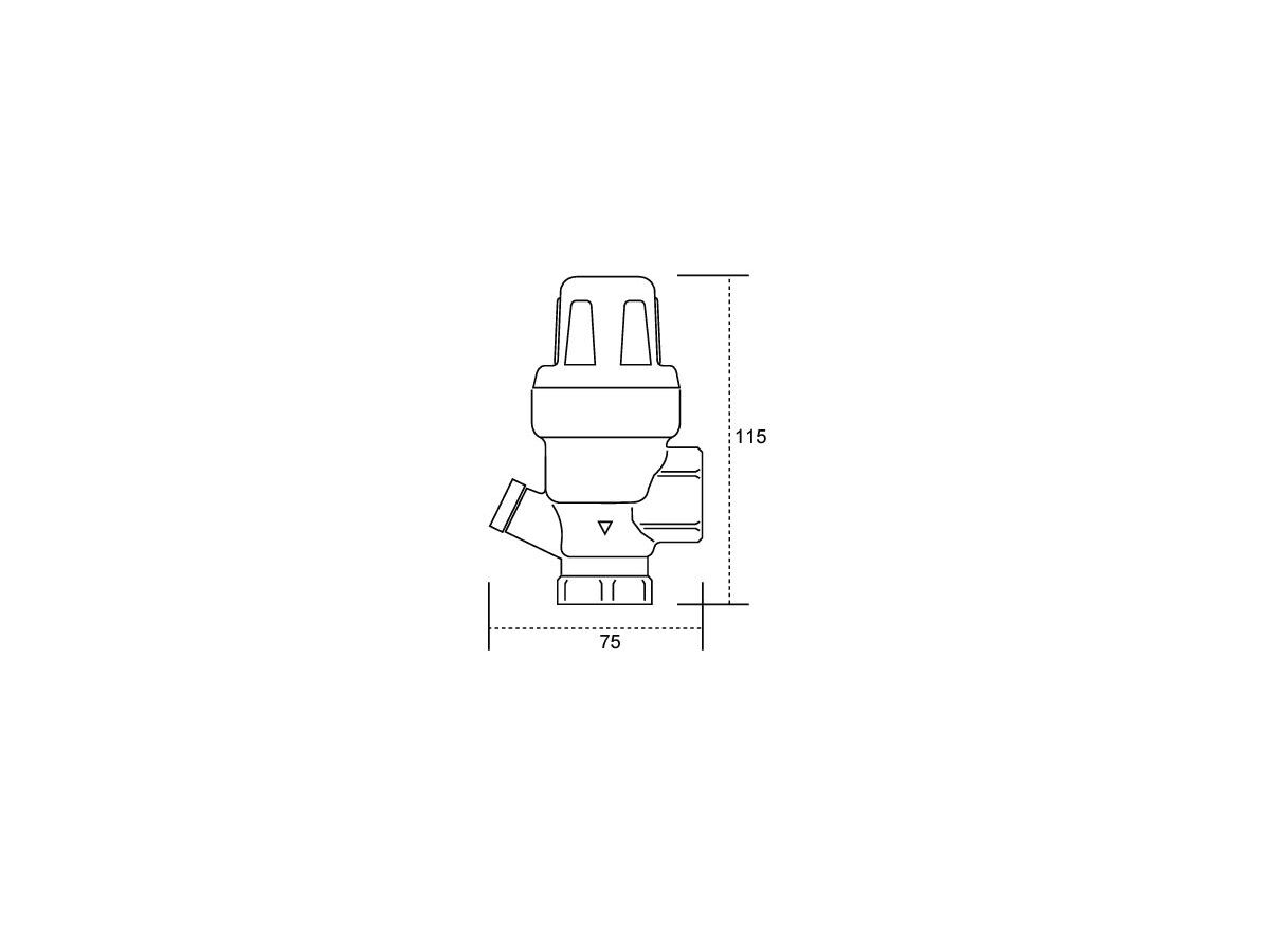 Nefa Pressure Relief Valve Right Angle Adjustable 150mm - 600kPa 20mm
