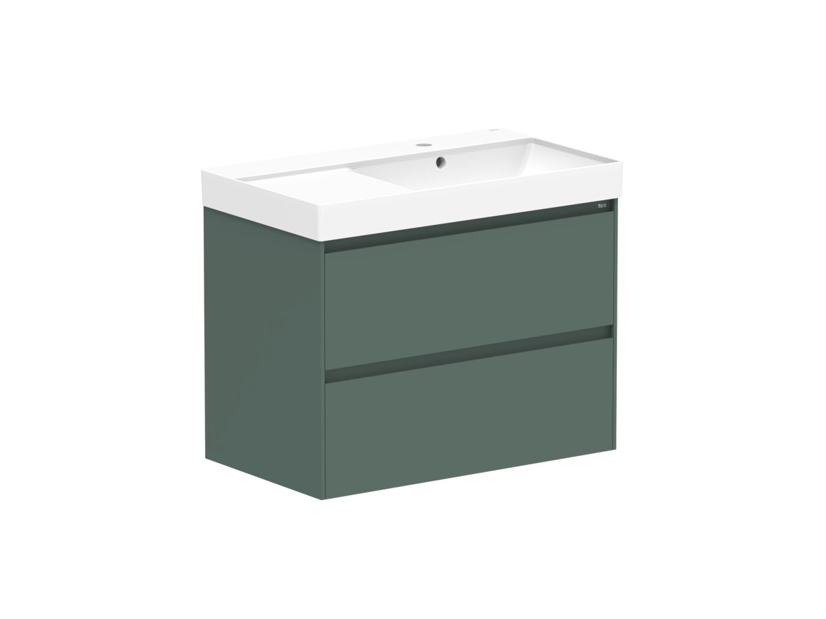 Roca Ona Vanity All Drawer Twin Right Hand Bowl 800mm Matte Green