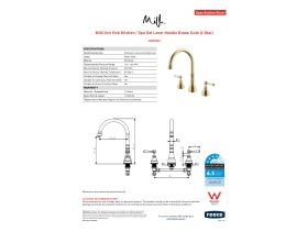 Specification Sheet - Milli Voir Hob Kitchen / Spa Set Lever Handle Brass Gold (4 Star)