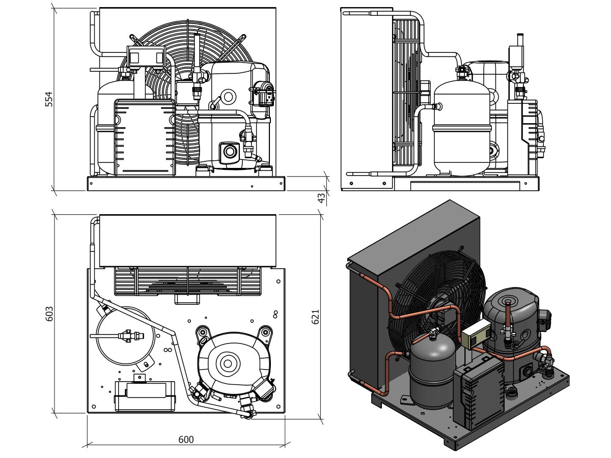 Tecumseh Condensing Unit R404A FHT4524ZHRXC 1PH from Reece