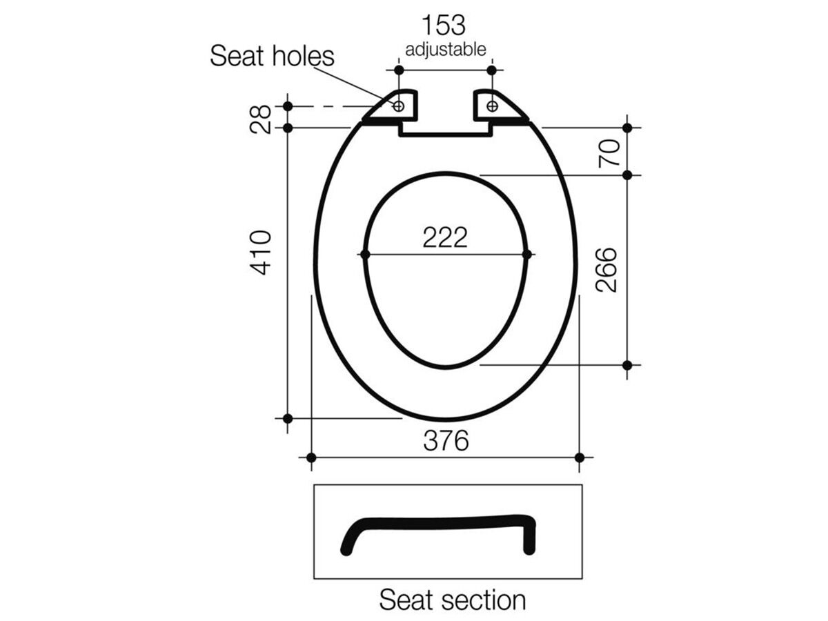 Caroma Standard Toilet Seat Double Flap Black from Reece