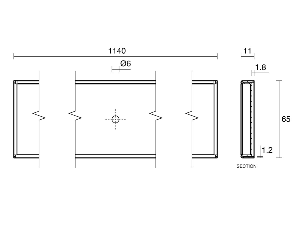 Posh Solus Tile Over Shower Tray with 1140mm Long Rear Matte Black Tile