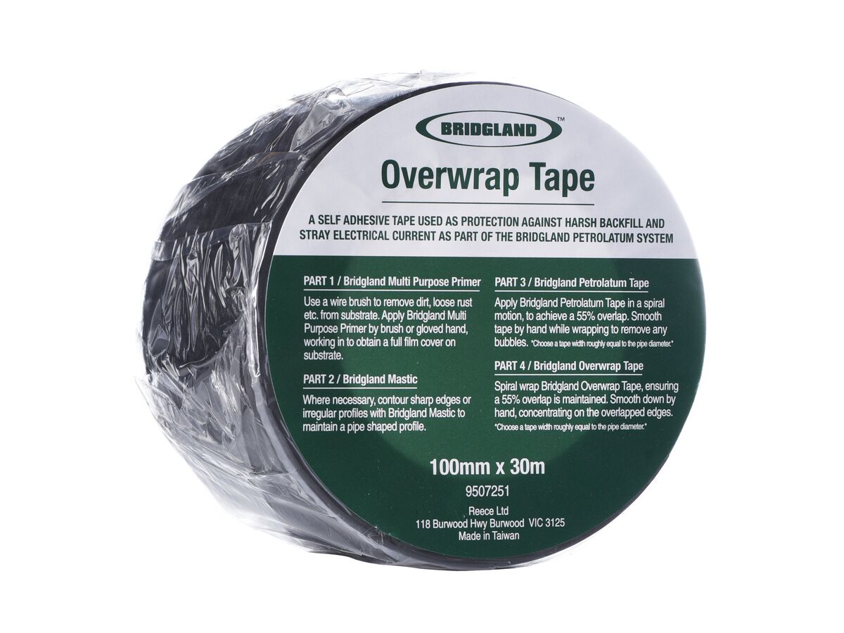 Bridgland PVC Overwrap Tape x 100mm x 30M from Reece