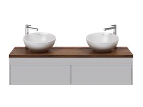 Acqua Wall Hung Vanity Unit Double 1500mm Recycled Brown Timber Top