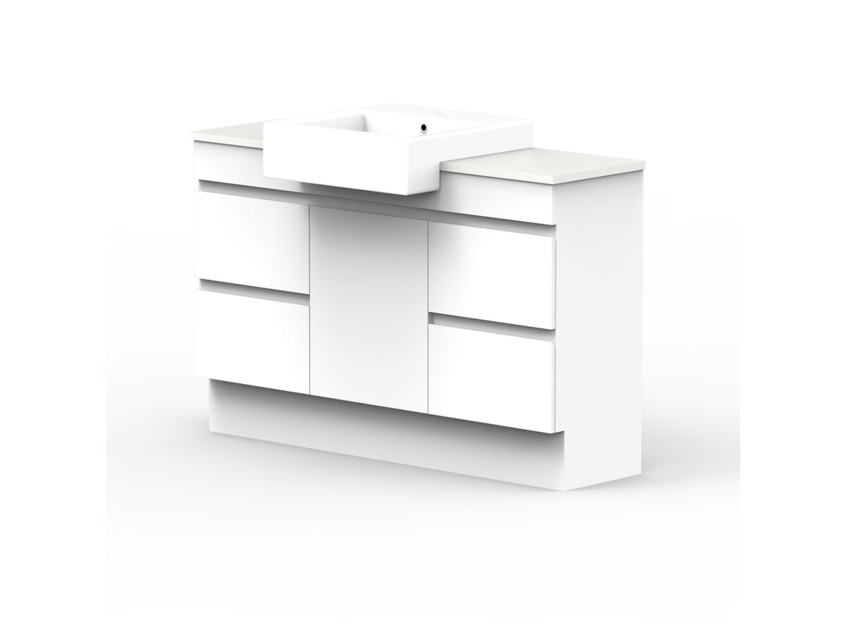 ADP Essence MKII Semi Recess Vanity Unit with Kick 1 Door, 4 Drawers No Basin 1200mm