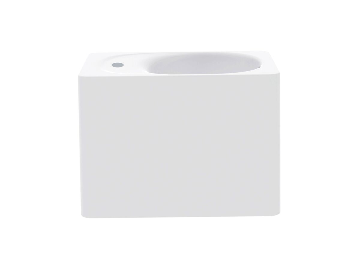 Kado Lussi 420mm Right Hand Wall Basin with Overflow 1 Taphole Matt White Solid Surface