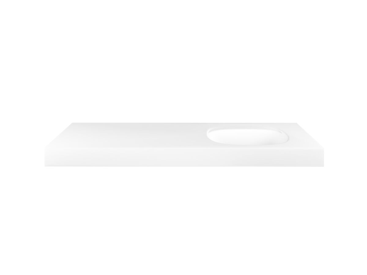 Kado Lussi 1200mm Right Hand Bowl Rear Shelf Wall Basin with Overflow Matte White Solid Surface