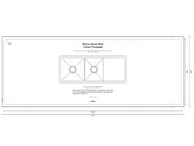 Cut Out Template - Memo Zenna 1 & 1 3/4 Bowl Sink No Taphole with Reversible Drainer Stainless Steel
