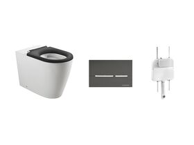 Wolfen Ambulant Back To Wall Inwall Rimless Toilet Suite Single Flap Seat Grey (4 Star)