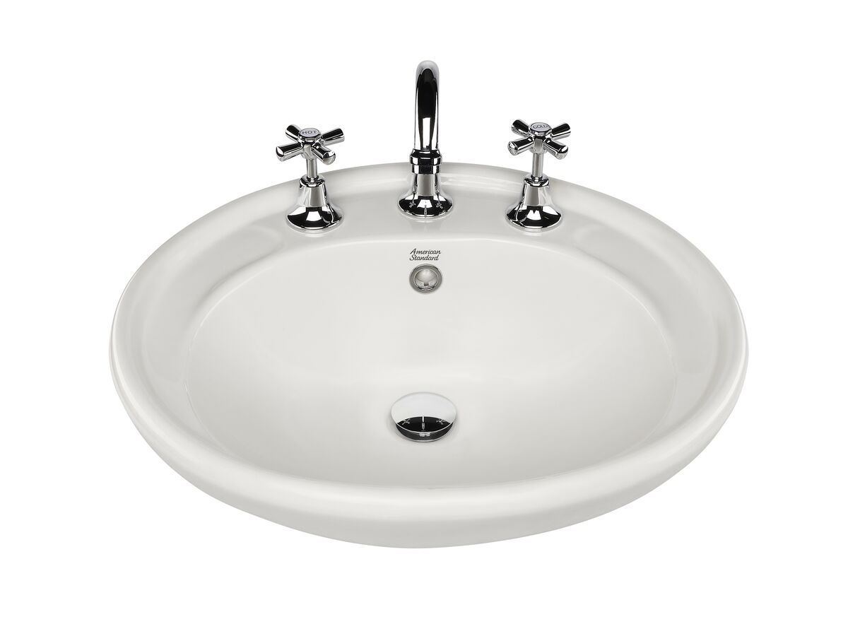 American Standard Studio Semi Recessed Basin with Fixing Kit 3 Taphole White from Reece
