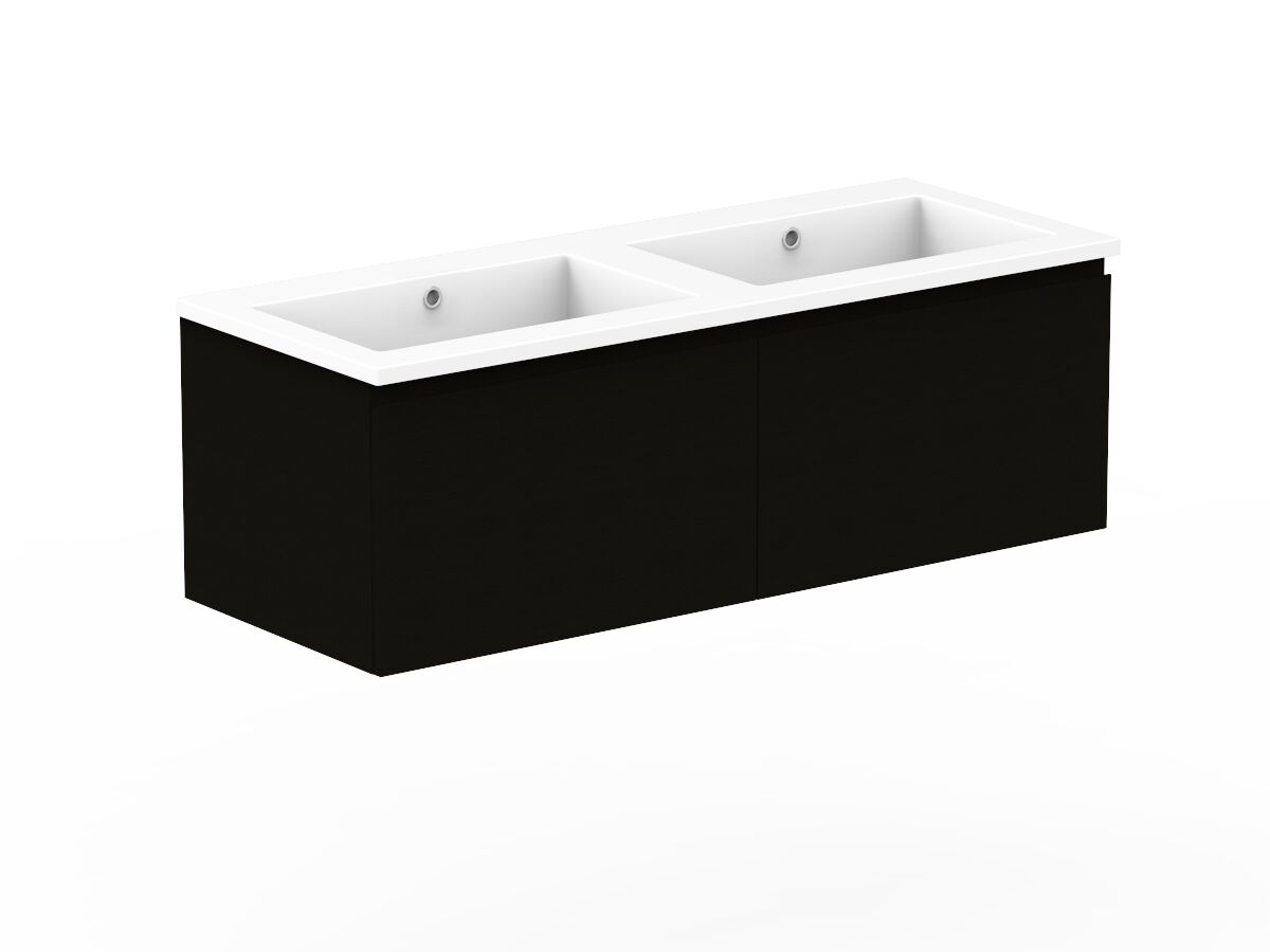 Posh Domaine Plus AllDrawer 1200mm Double Bowl Wall Hung Vanity Cast