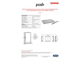 Specification Sheet - Posh Solus Tile Over Shower Tray with 1140mm Long Rear Matte Black Tile Insert Channel Suits Tiles up to 8mm 1500mm x 1000mm