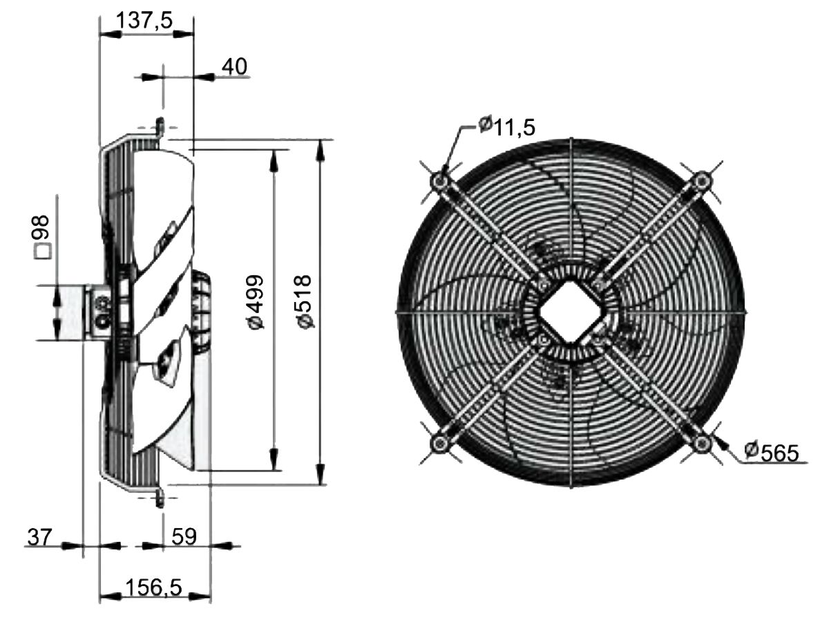 SolerPalau Fan 500mm 3Ph HRT/4-500/30BPN