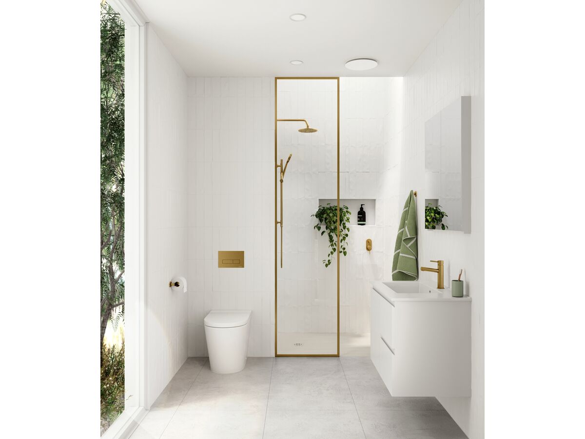 Mizu Drift Single Rail Shower with Top Rail Water Inlet Brushed Gold (3