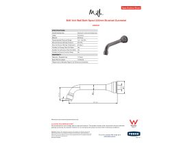 Specification Sheet - Milli Voir Wall Bath Spout 220mm Brushed Gunmetal