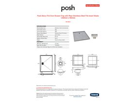 Specification Sheet - Posh Solus Tile Over Shower Tray with Rear Stainless Steel Tile Insert Waste 1200mm x 900mm