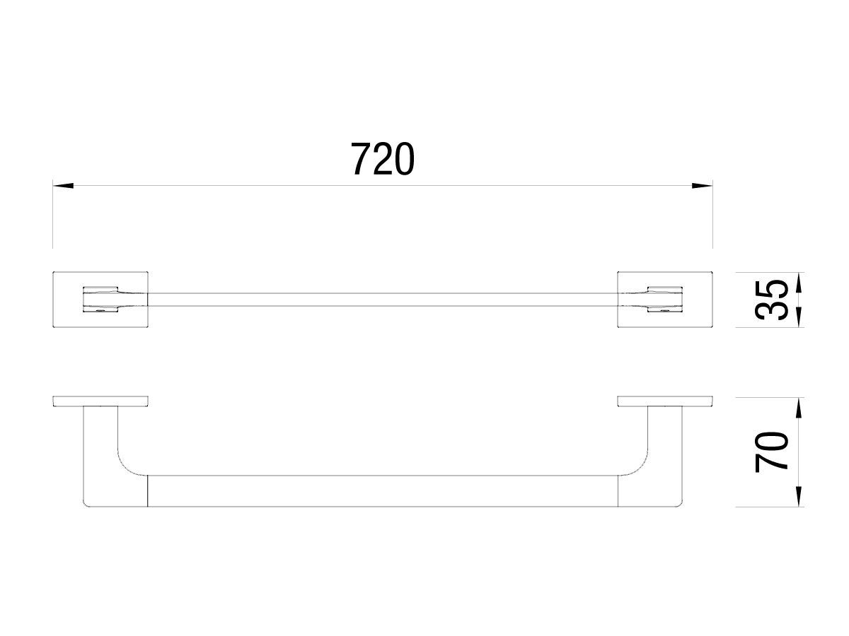 Teknobili Solido Single Towel Rail 720mm Chrome