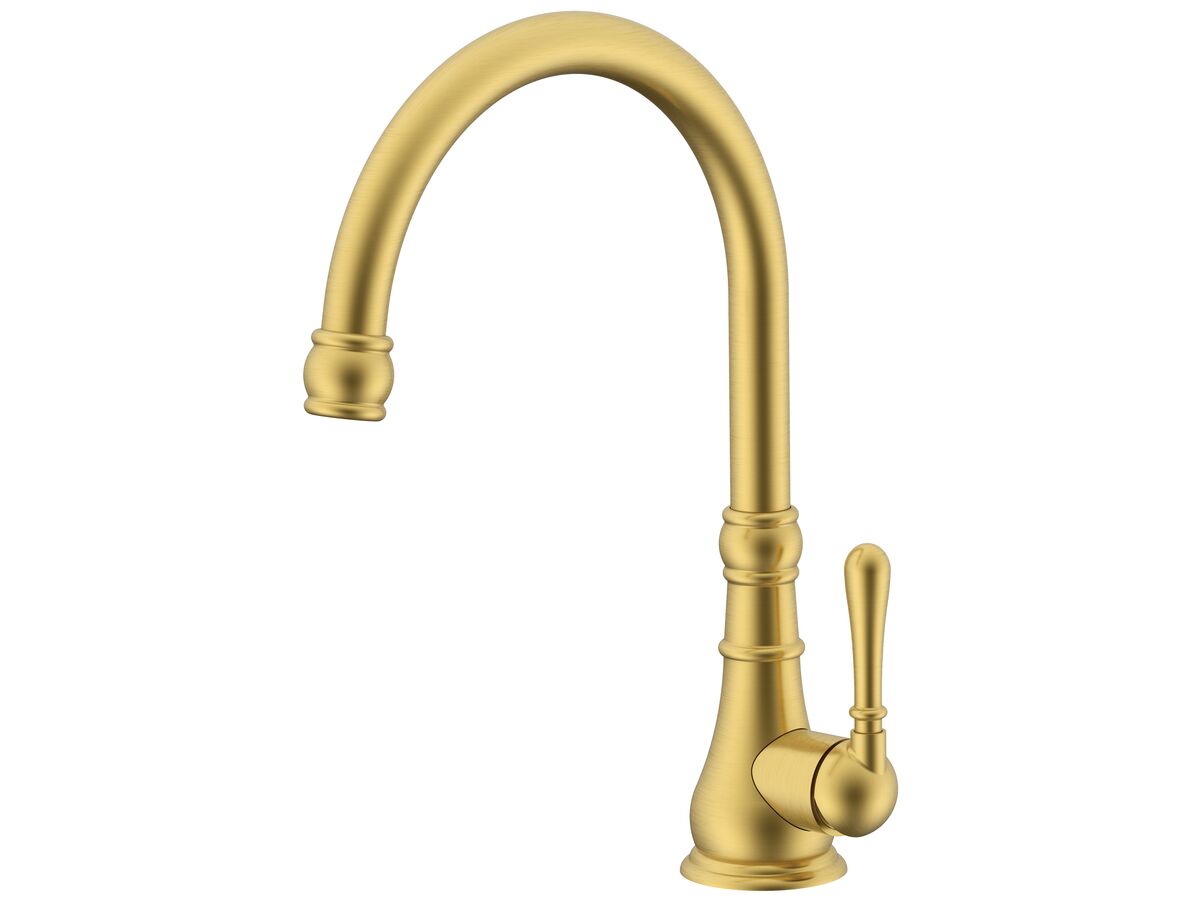 Milli Voir Gooseneck Sink Mixer Brushed Gold (4 Star) from Reece