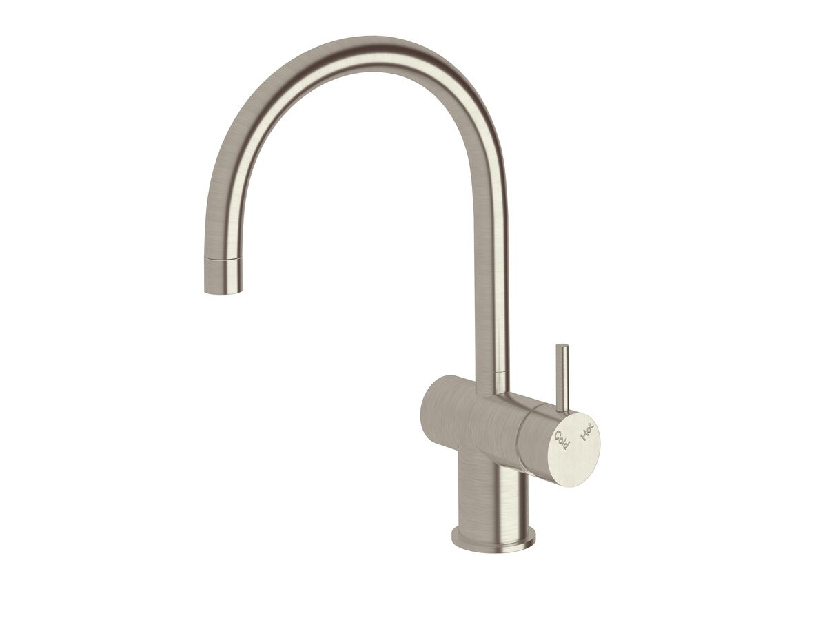 Scala Mini Sink Mixer Curved Large RH LUX PVD Brushed Oyster Nickel (5 Star)