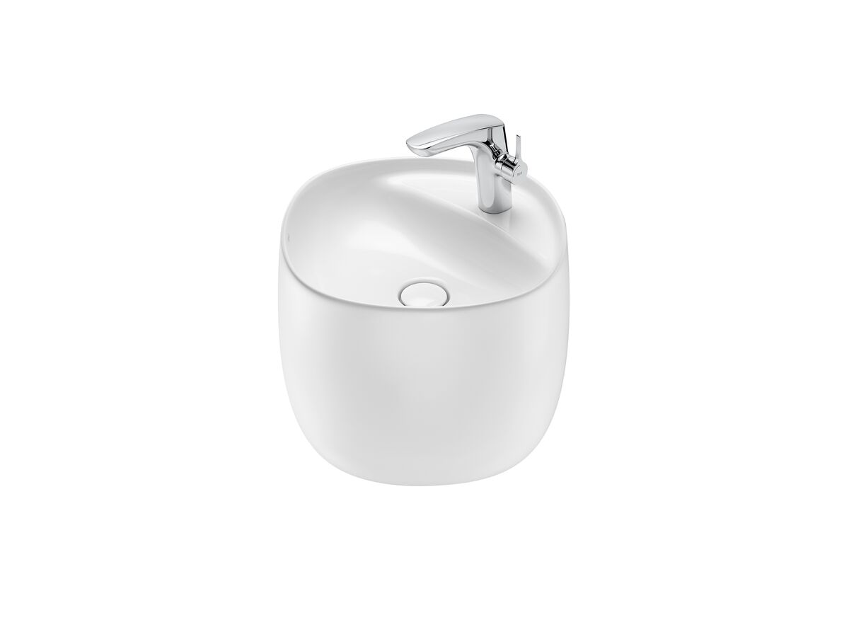 Roca Beyond Semi Totem Wall Hung Basin with Fixings 1 Tap Hole 430mm x 430mm White from Reece