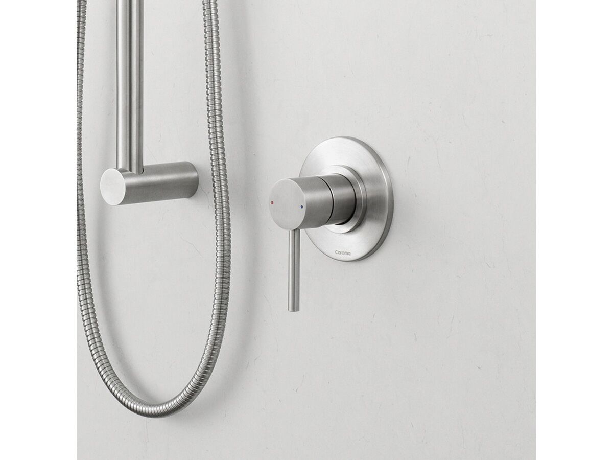 Caroma Titan Pin Bath Shower Mixer Tap Stainless Steel from Reece