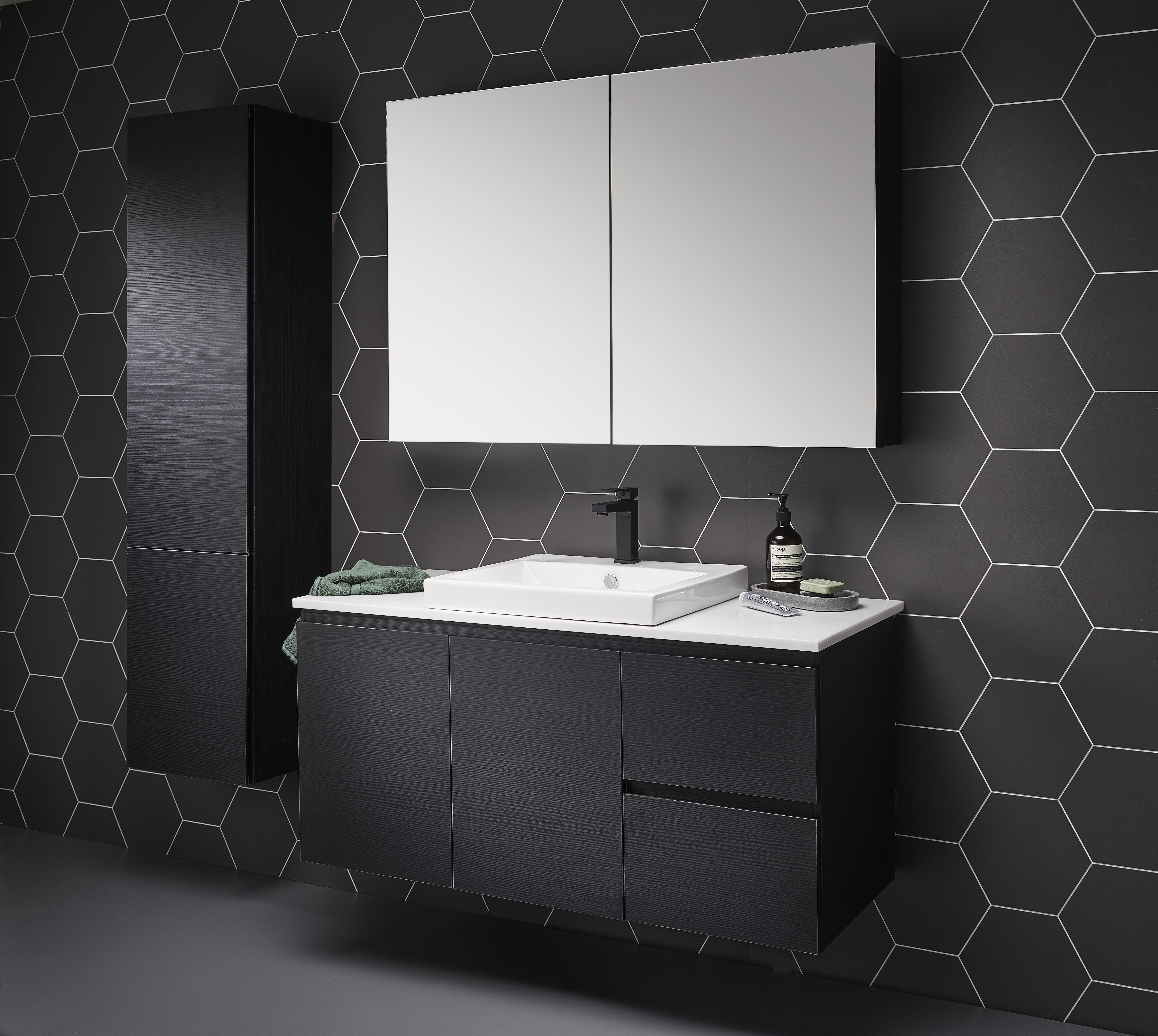 Posh Domaine Plus 1200mm x 800mm Shaving Graphite Interior LED