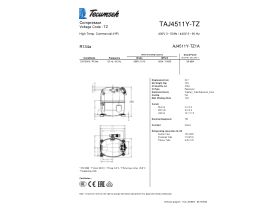 Technical Specifications - Tecumseh Compressor 1HP R134 MHBP TAJ4511Y