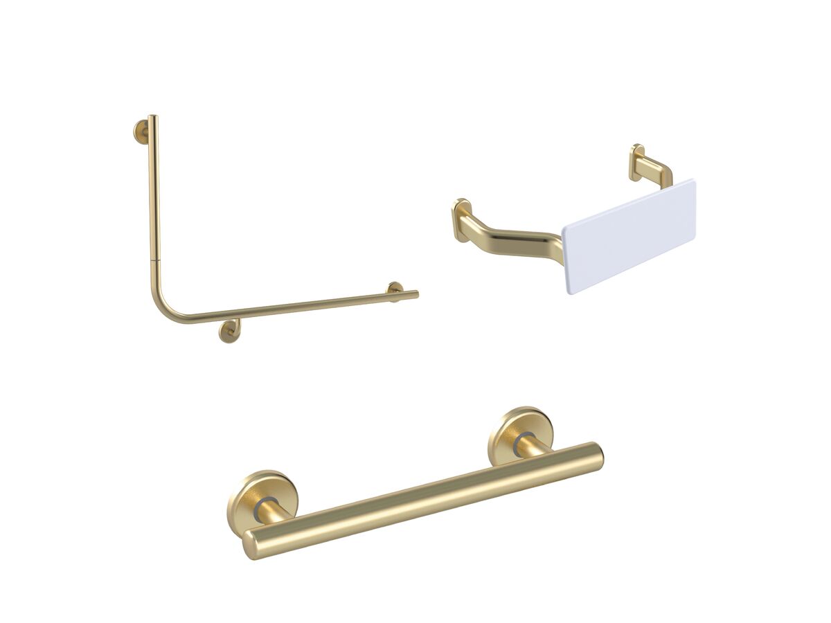 Mizu Drift 90 Degree Accessible WC Kit Right Hand Brushed Brass