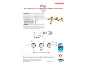Specification Sheet - Milli Voir Wall Basin Set Lever Handle 150mm with Porcelain Handles Brass Gold (5 Star)