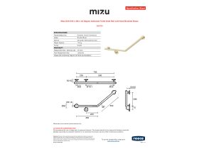 Specification Sheet - Mizu Drift 450 x 450 x 40 Degree Ambulant Toilet Grab Rail Left Hand Brushed Brass